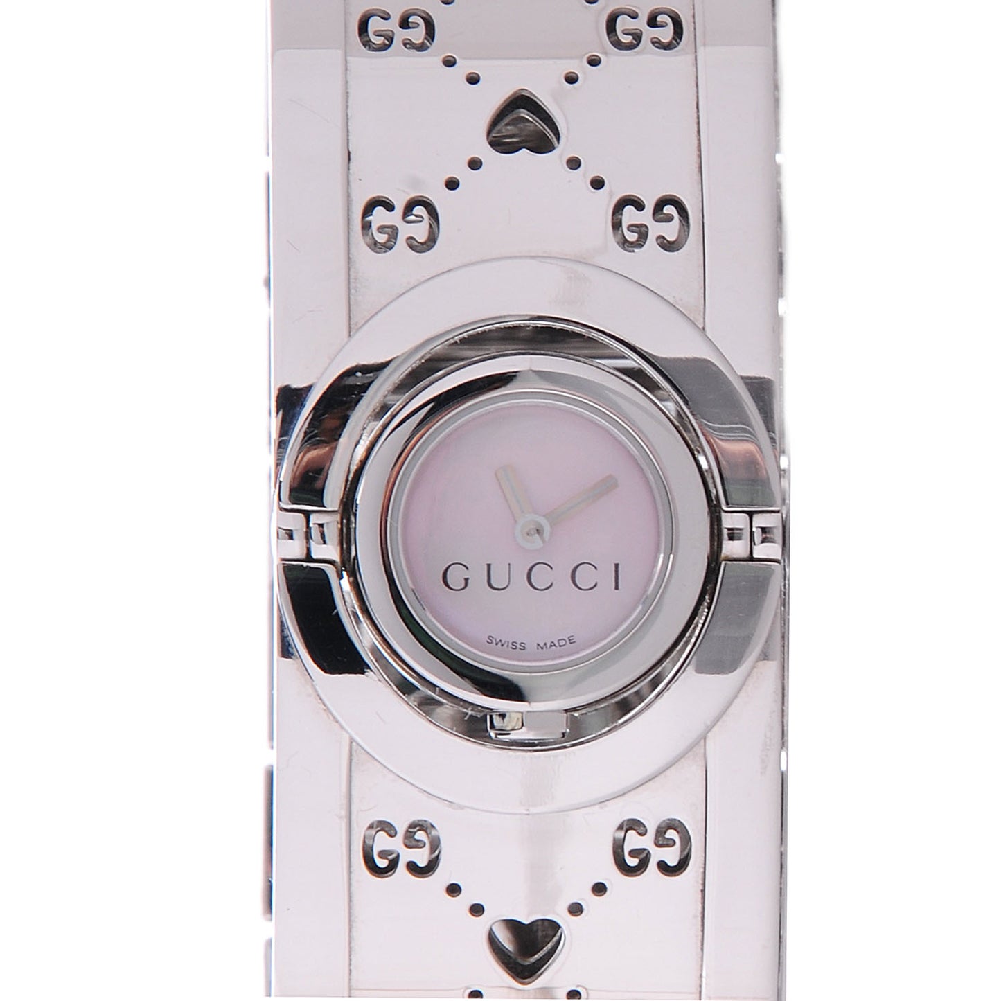 Stainless Steel Mother of Pearl 23mm Twirl Heart Quartz Watch