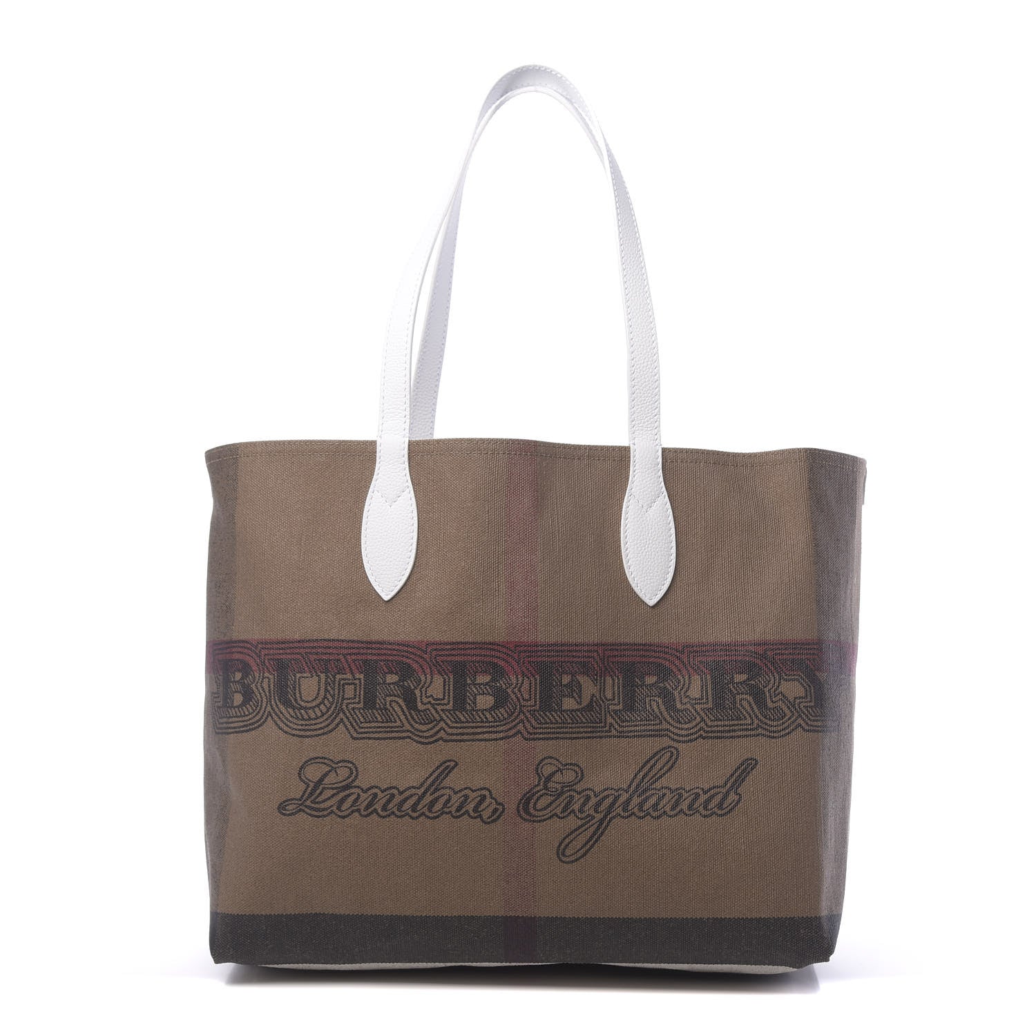 Burberry Coated Canvas Mega Check Medium Doodle Tote White 1 of 8