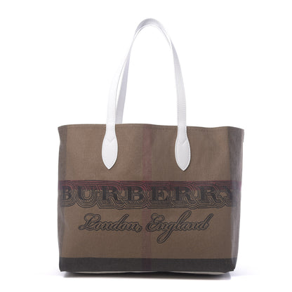 Burberry Coated Canvas Mega Check Medium Doodle Tote White 1 of 8
