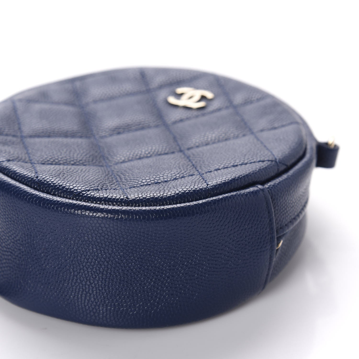 Chanel Caviar Quilted Round Clutch With Chain Navy 7 of 10