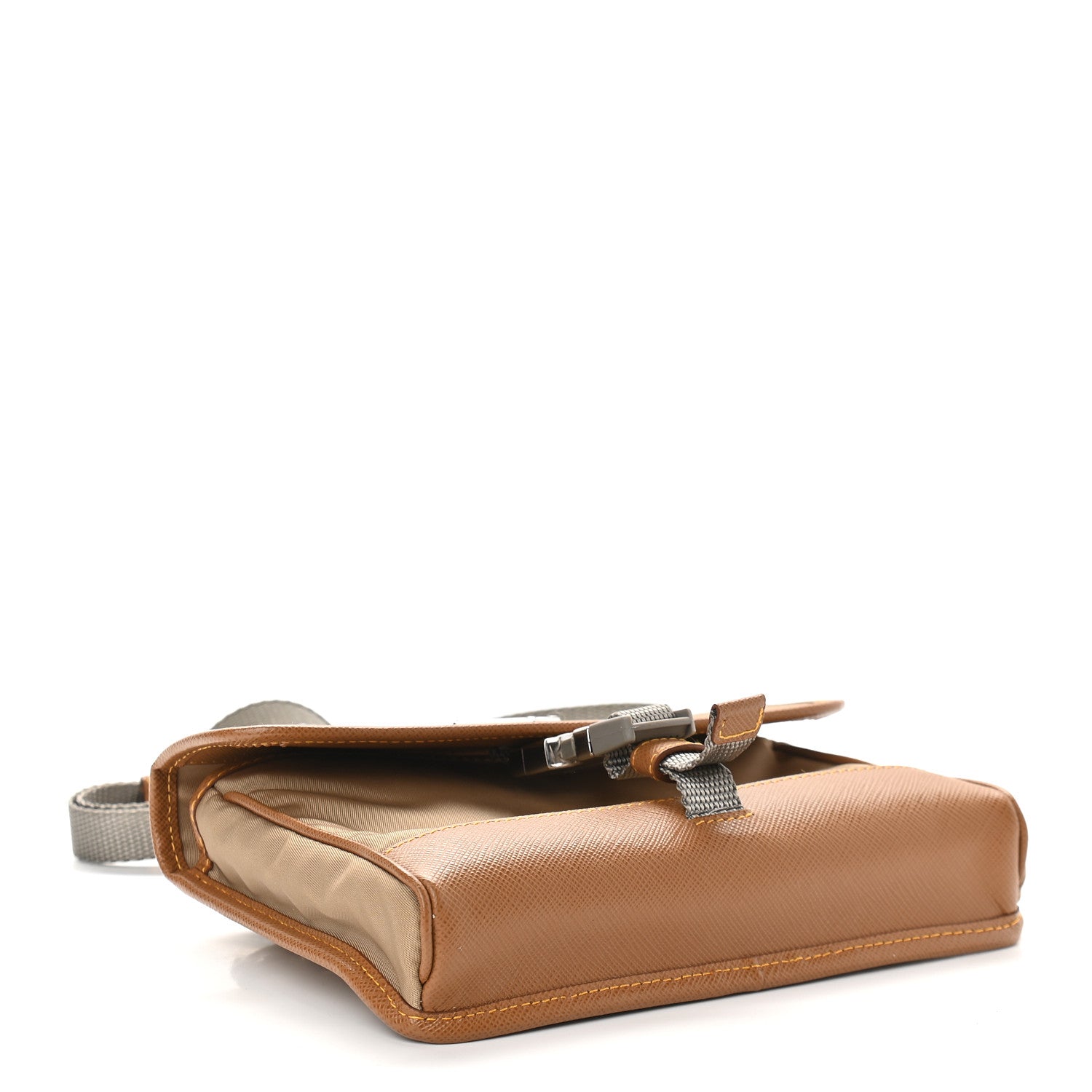 Prada Re-Nylon Saffiano Smartphone Case Crossbody Brown Grey 4 of 8