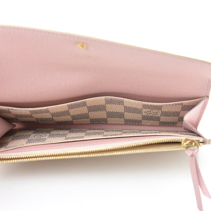 Louis Vuitton Damier Azur Emilie Wallet Rose Ballerine 5 of 7