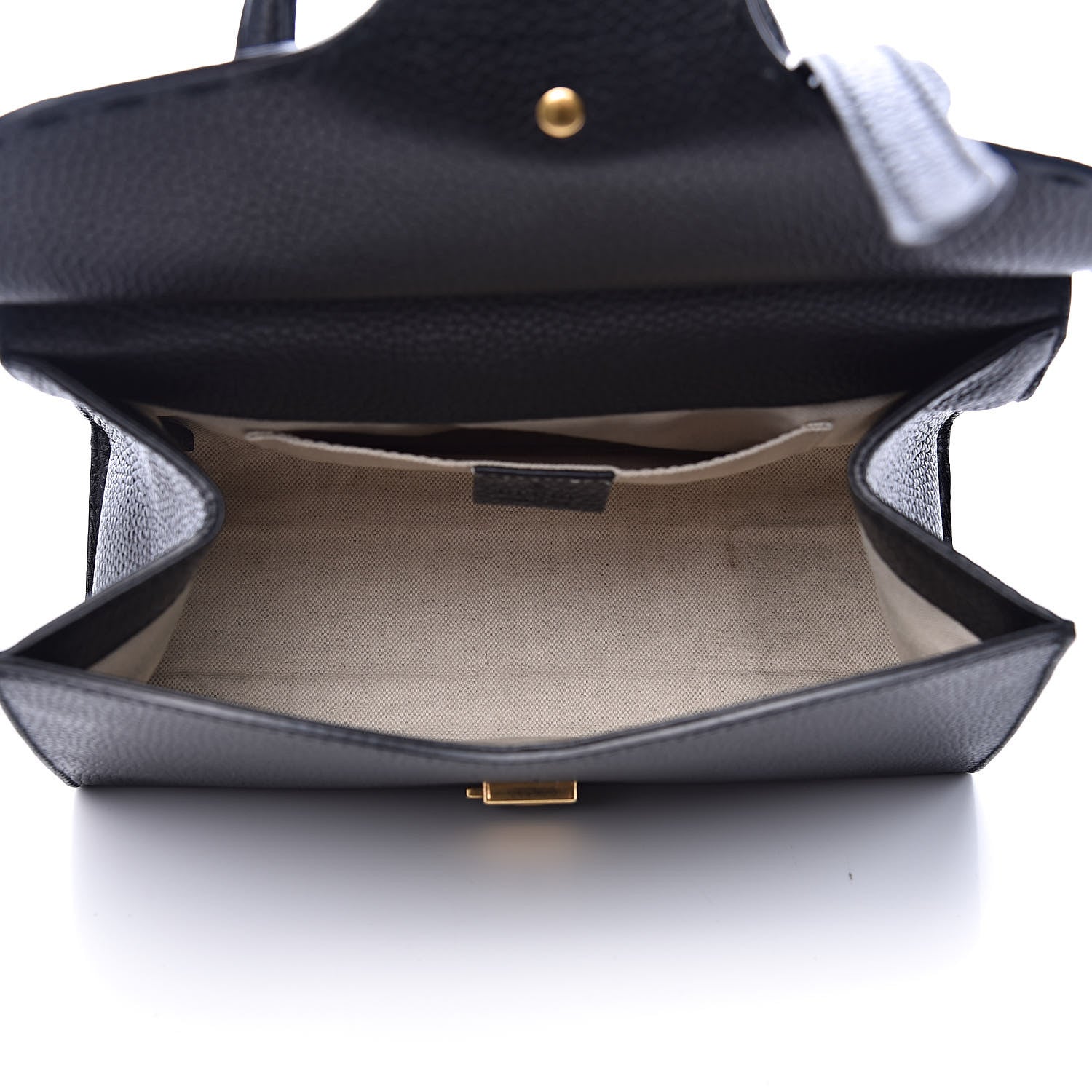 Gucci Calfskin Mini GG Marmont Top Handle Bag Black 5 of 13
