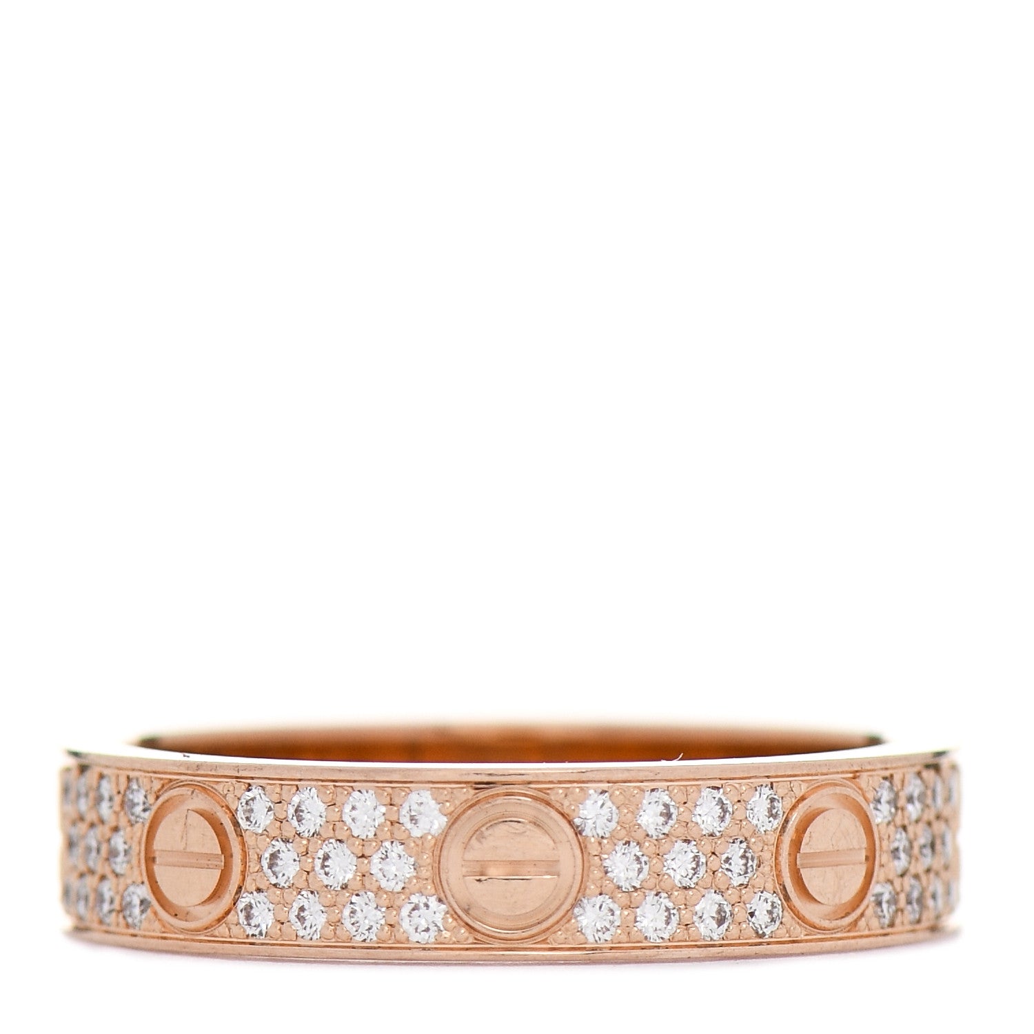 Cartier 18K Pink Gold Diamond 4mm LOVE Wedding Paved Band Ring 50 5.25 3 of 4