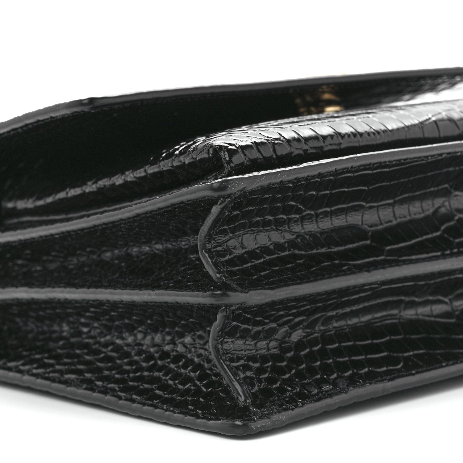 Saint Laurent Calfskin Crocodile Embossed Medium Monogram Sunset Black 12 of 13