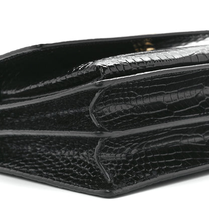 Saint Laurent Calfskin Crocodile Embossed Medium Monogram Sunset Black 12 of 13