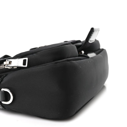 Prada Re-Nylon Spazzolato Double Pocket Buckle Shoulder Bag Black 9 of 10