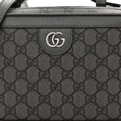 Gucci GG Supreme Monogram Textured Dollar Calfskin Small Ophidia Top Handle Shoulder Grey Black Graphite Grey 8 of 10