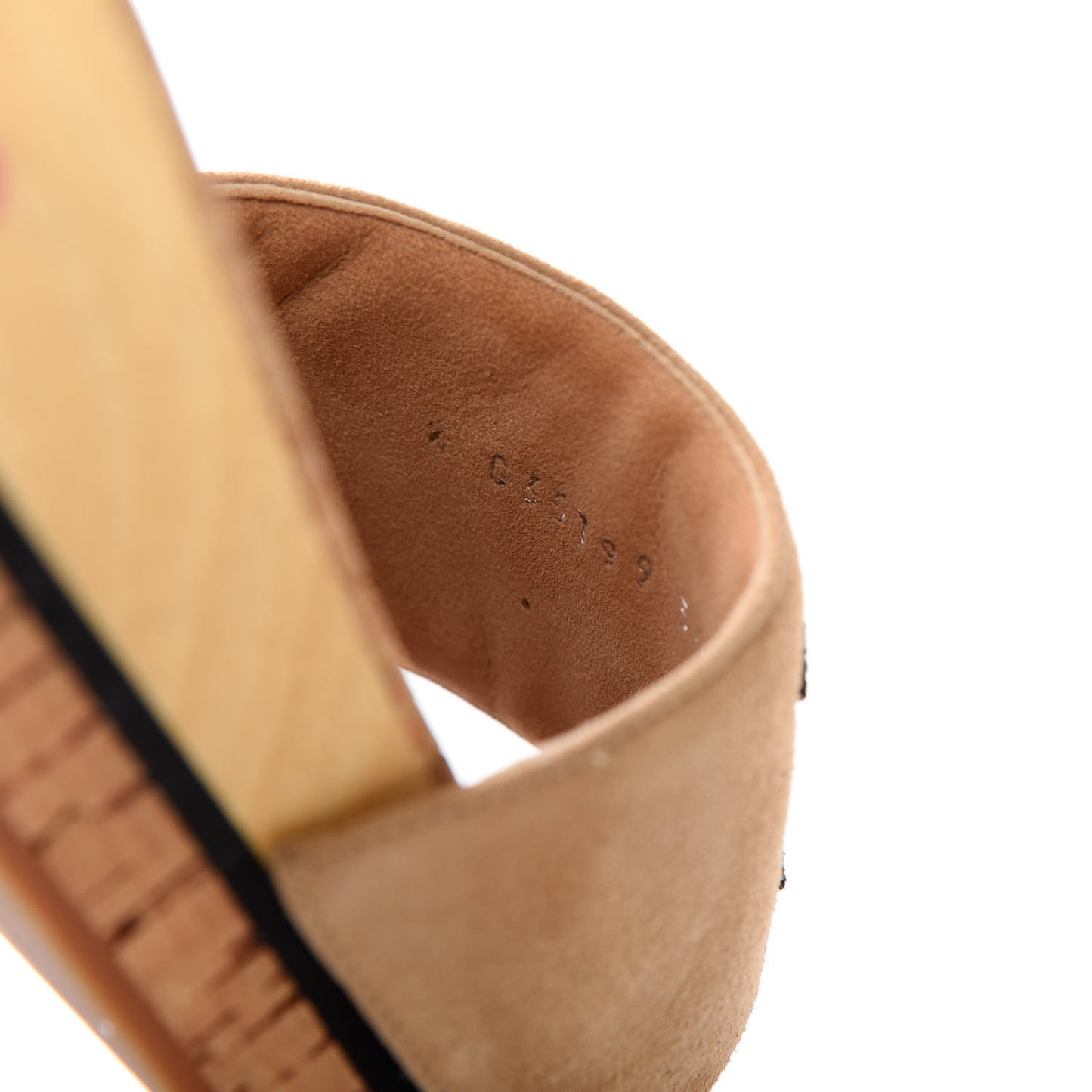 Suede Cork Mule Sandal 36 Beige Black