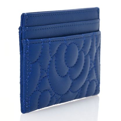 Chanel Caviar Camellia Quilted Card Holder Blue 3 of 12