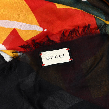 Gucci Modal Silk Coco Capitan Logo Square Scarf Black 4 of 4