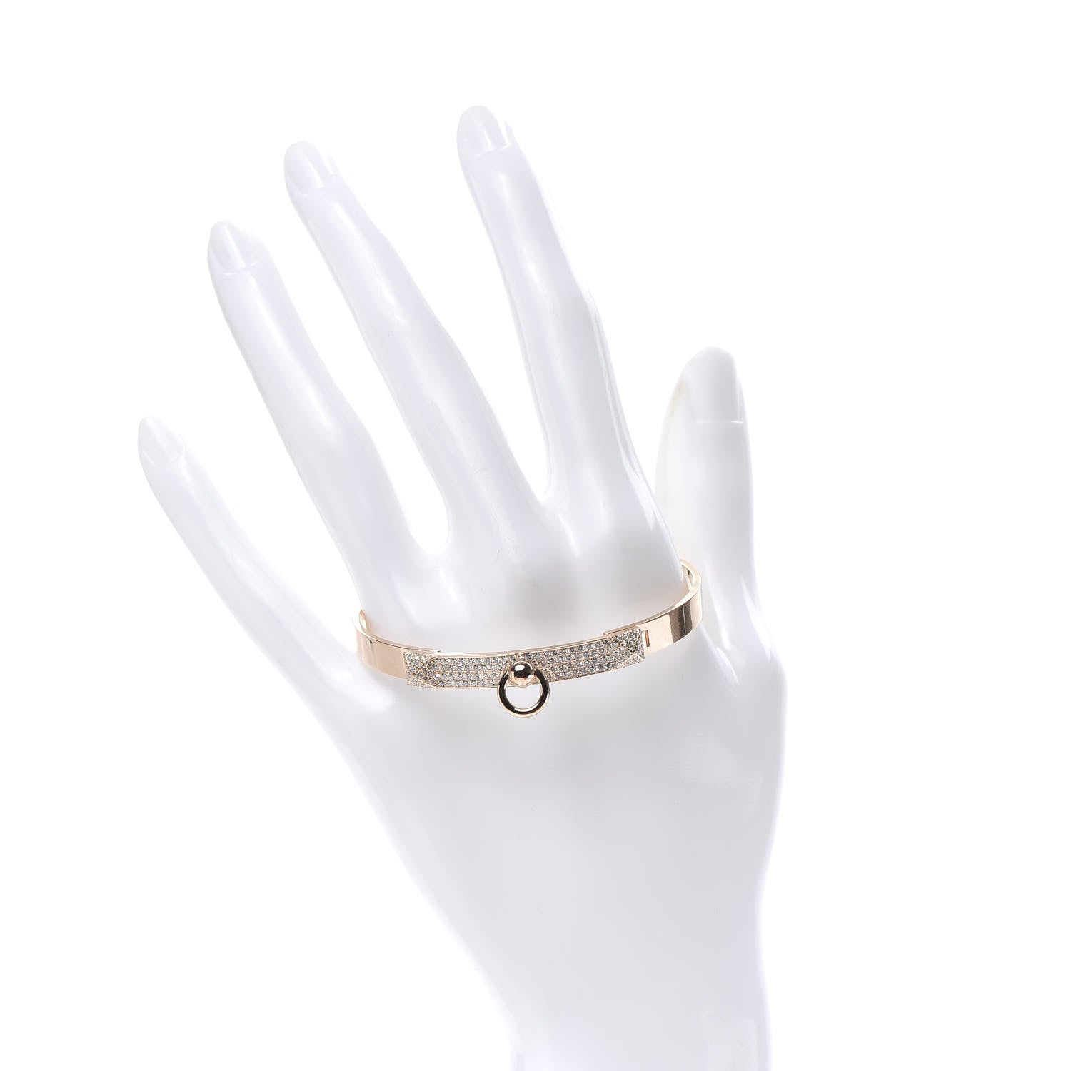 Hermes 18K Rose Gold Diamond PM Collier De Chien Pave Bracelet SH 2 of 6