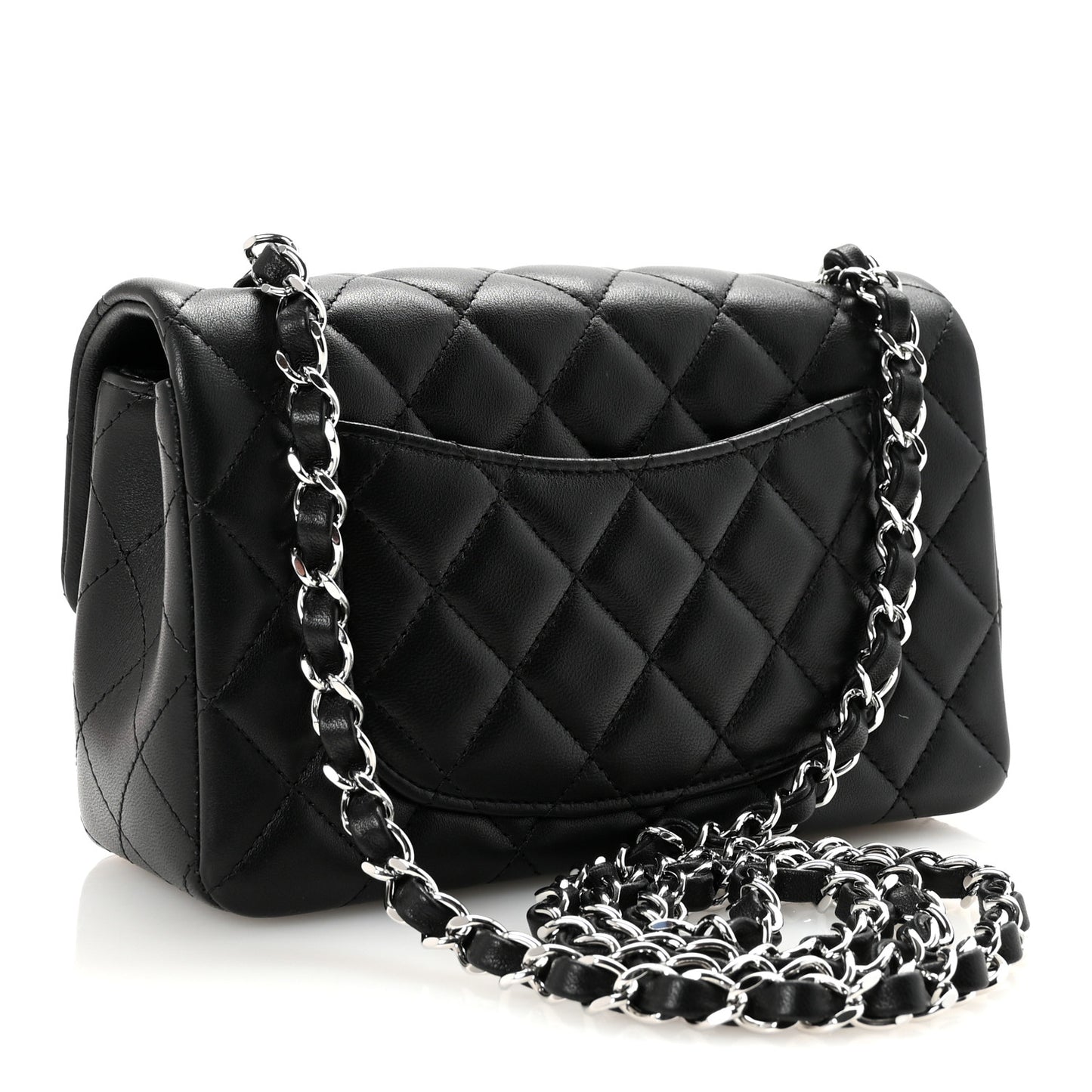 Lambskin Quilted Mini Rectangular Flap Black