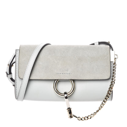 Chloe Suede Calfskin Mini Faye Shoulder Bag Airy Grey 1 of 8