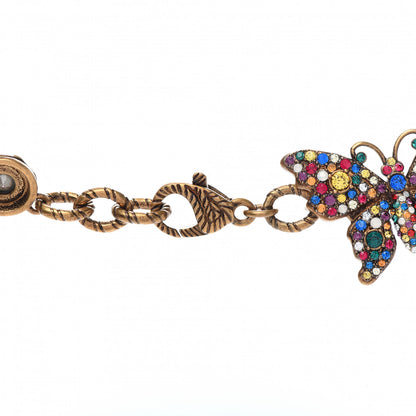 Gucci Crystal Butterfly Necklace Aged Gold Multicolor 4 of 6