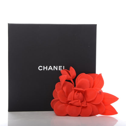 Chanel Fabric Camellia Flower Brooch Orange 5 of 5