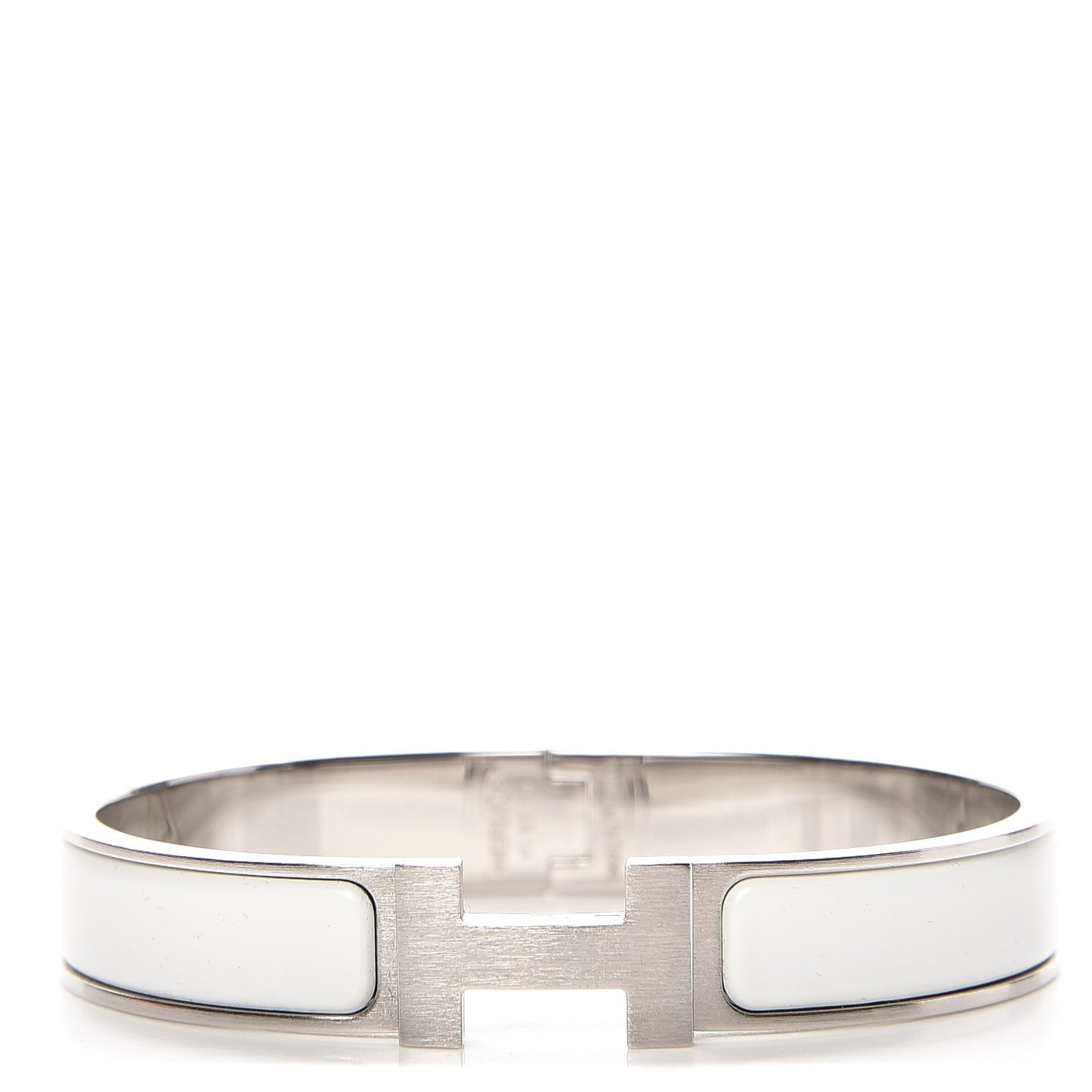 Matte Enamel Narrow Clic Clac HH Bracelet GM White