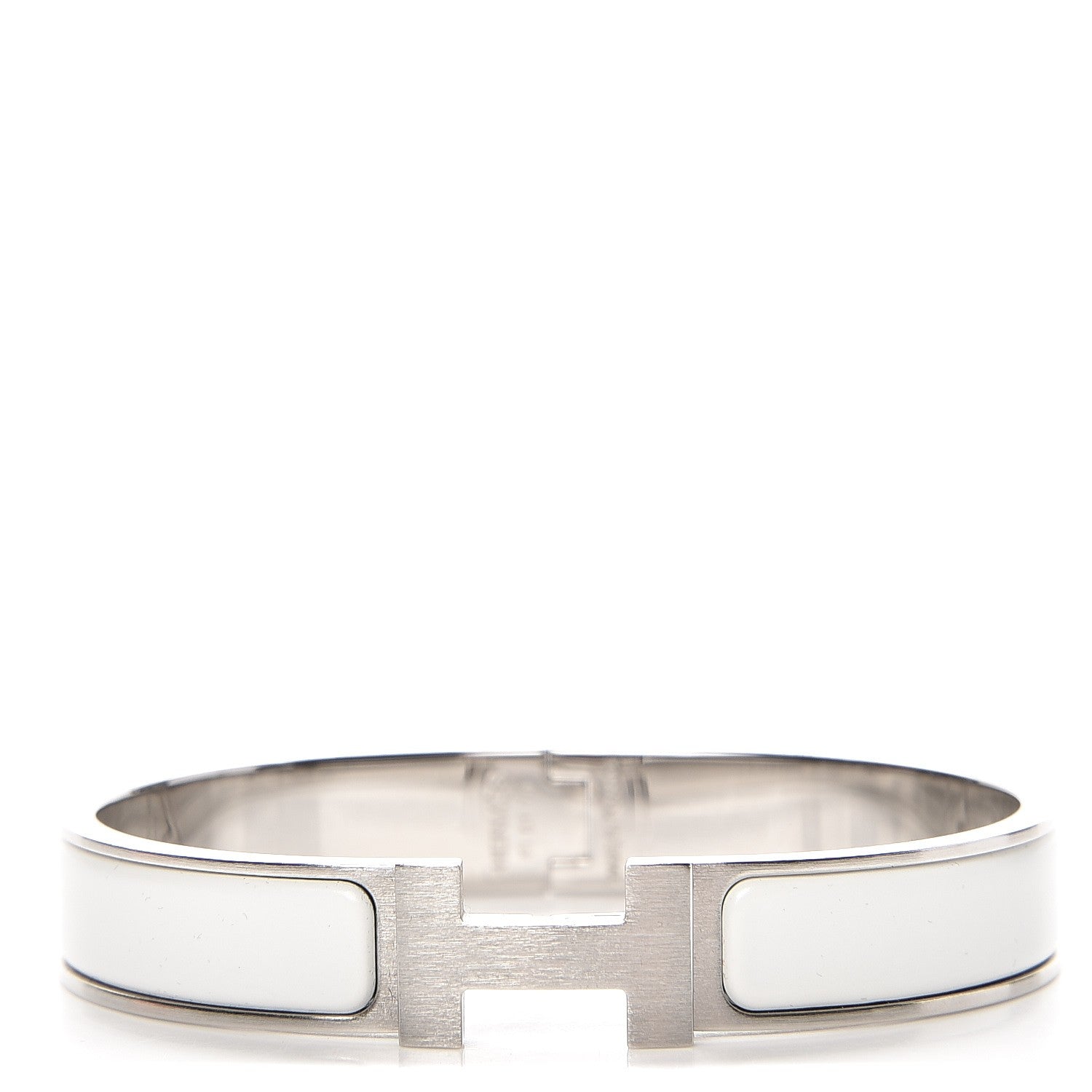 Hermes Matte Enamel Narrow Clic Clac HH Bracelet GM White 1 of 5