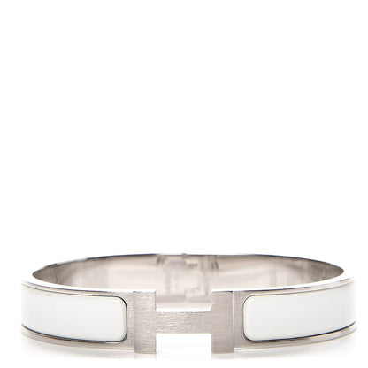 Hermes Matte Enamel Narrow Clic Clac HH Bracelet GM White 1 of 5