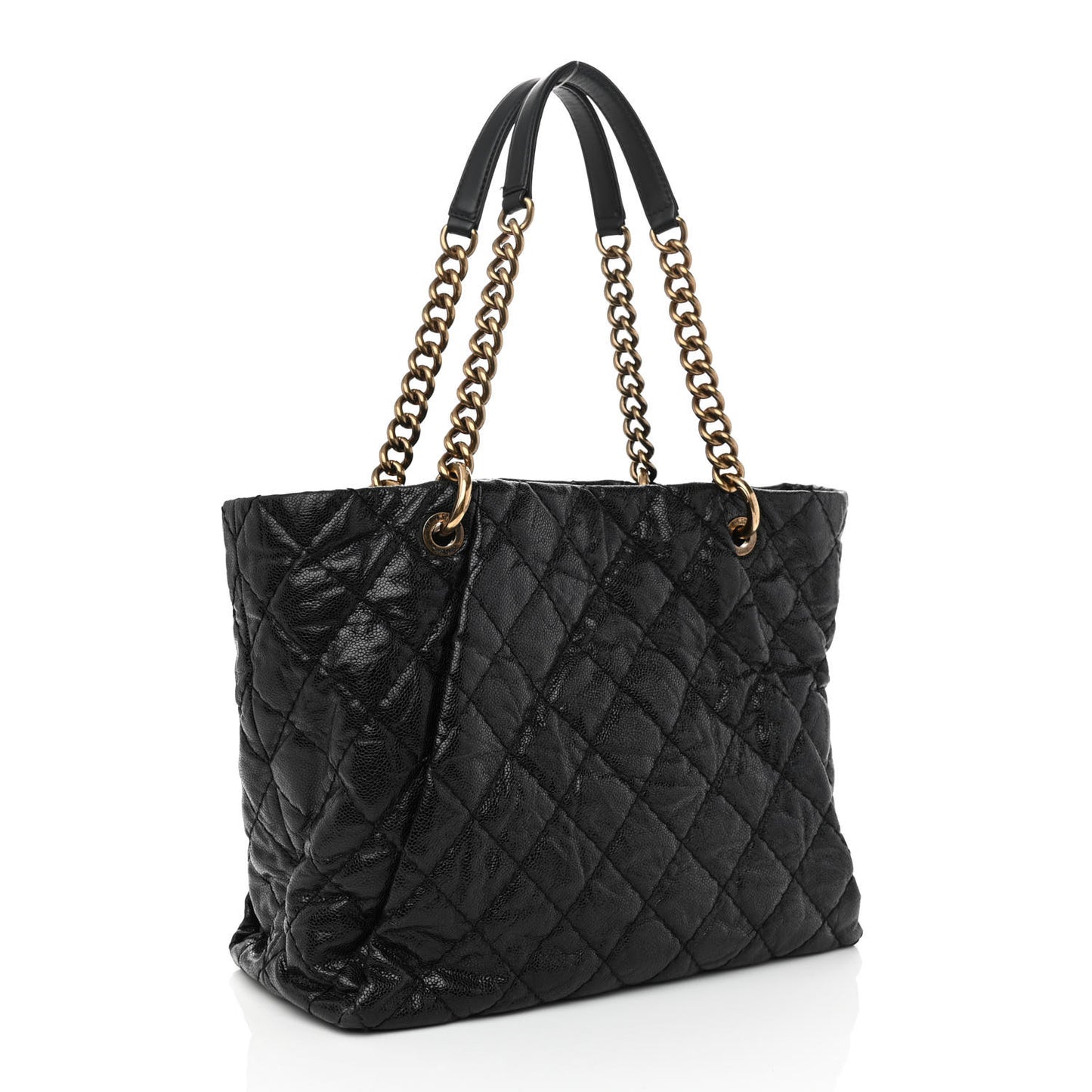 Glazed Caviar Coco Pleats Tote Black