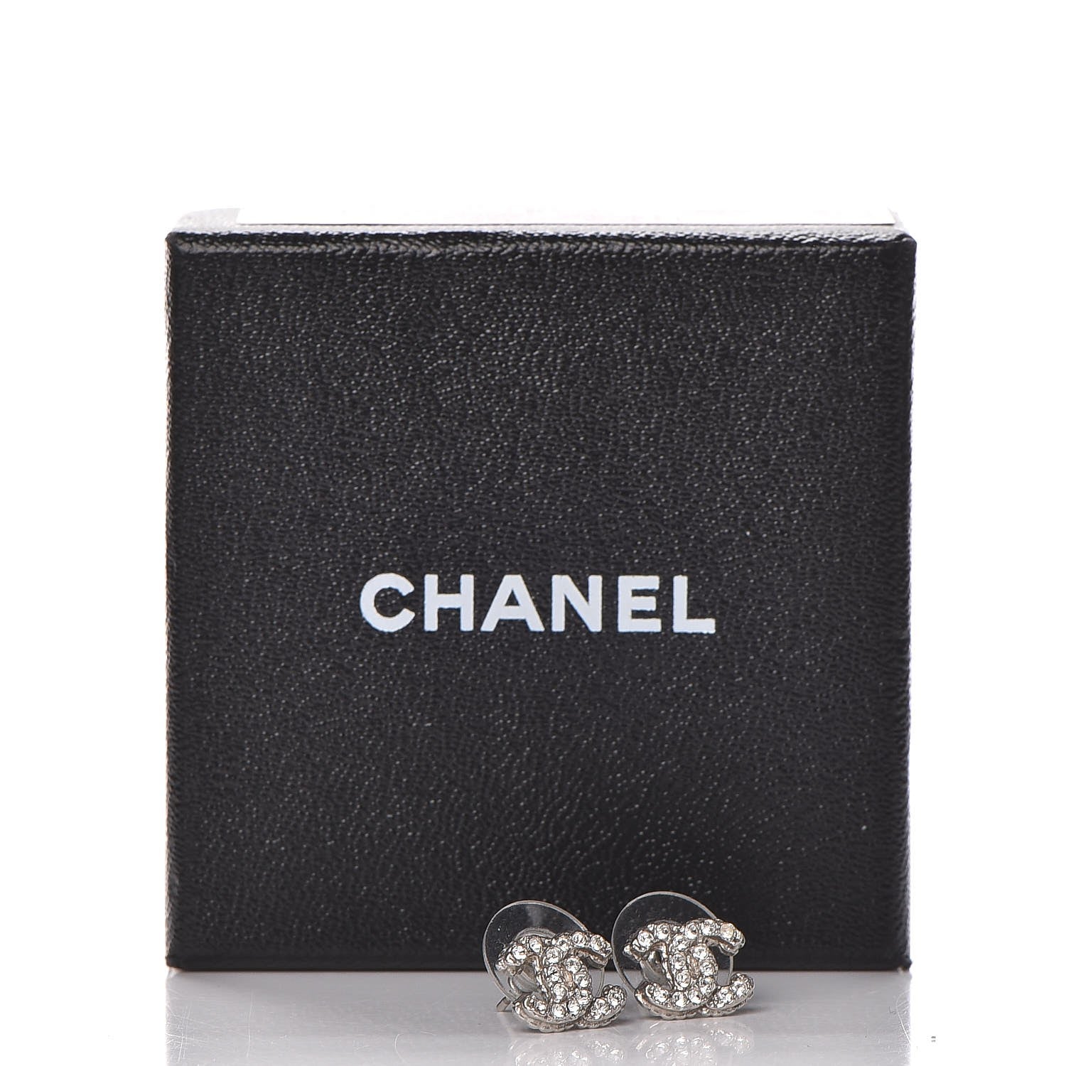 Chanel Crystal Mini Timeless CC Earrings Silver 5 of 5
