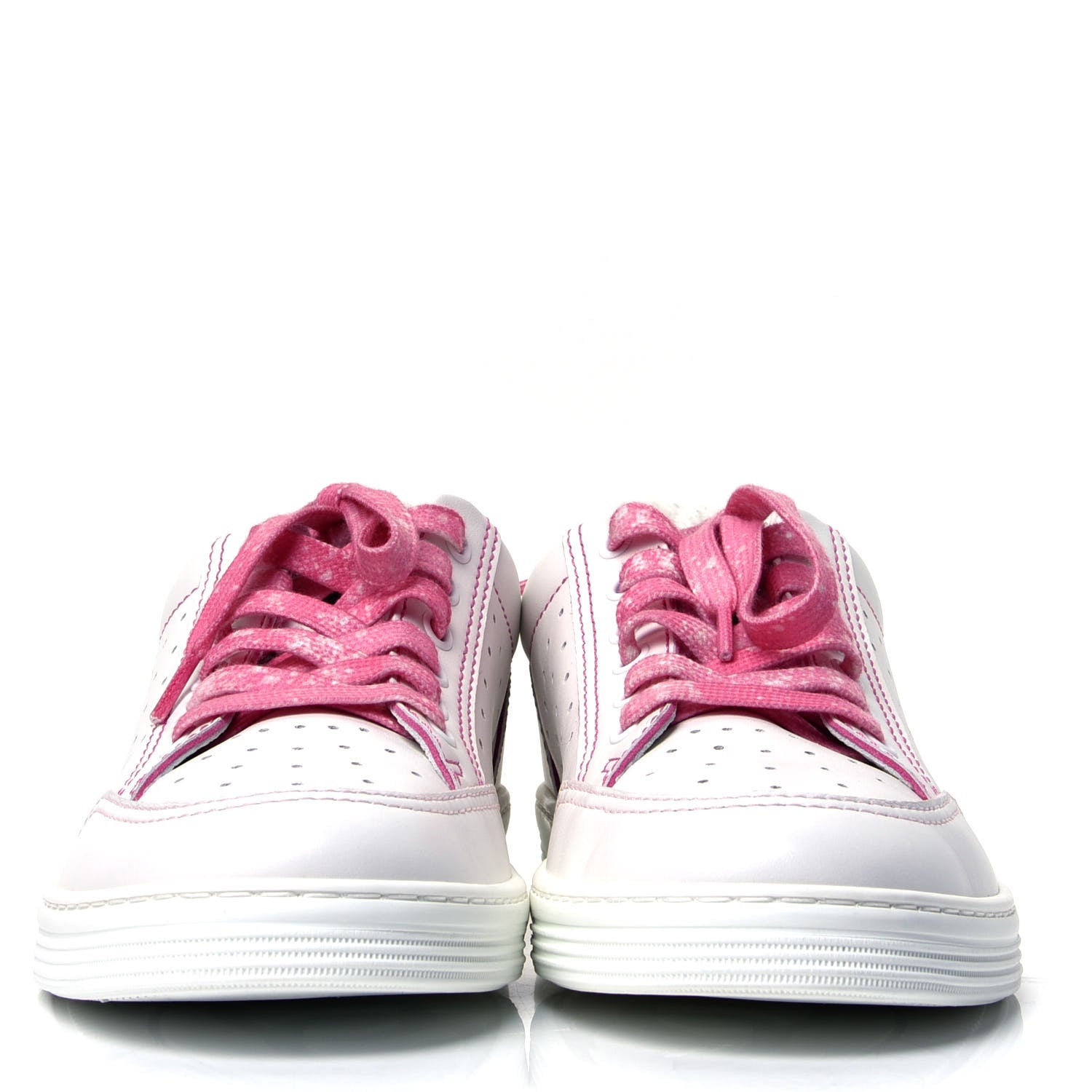 Chanel Calfskin Womens Logo Sneakers 39.5 White Pink 2 of 6