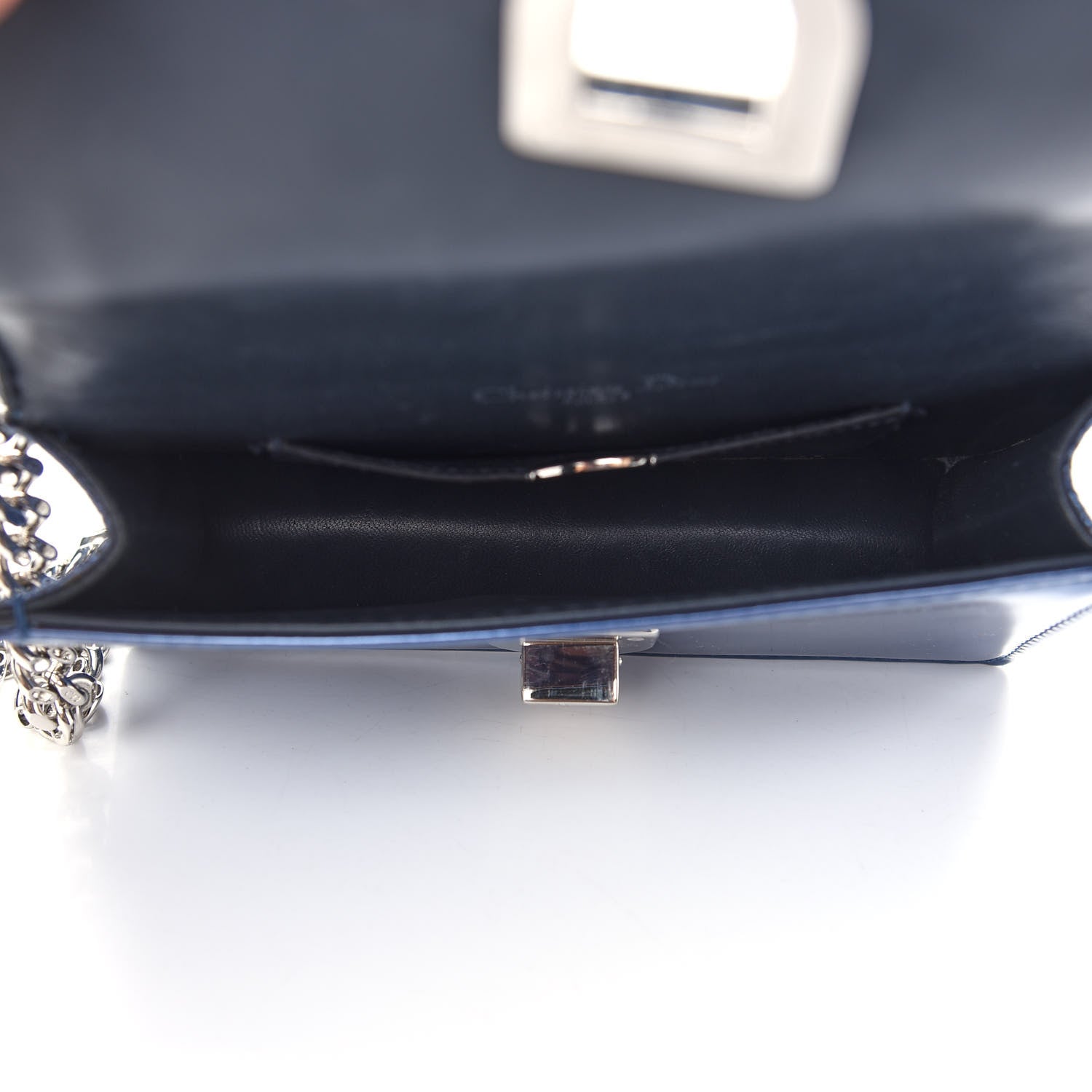 Christian Dior Metallic Patent Micro-Cannage Mini Diorama Flap Bag Blue 7 of 9