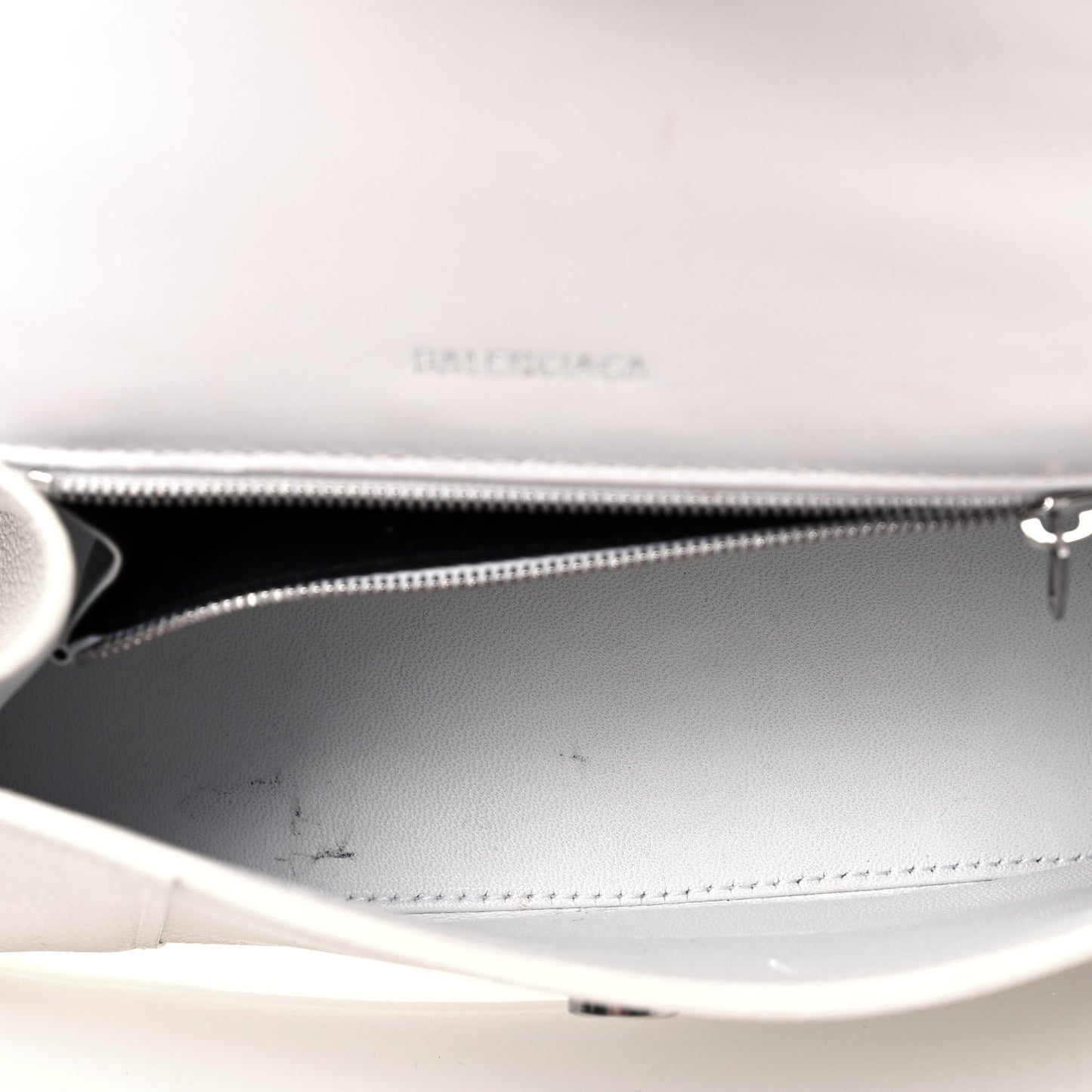 Grained Calfskin Small Hourglass Top Handle Bag White