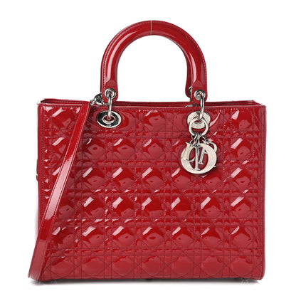 Christian Dior Patent Cannage Large Lady Dior Red 1 of 9