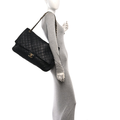 Chanel Grained Calfskin Quilted XXL Travel Flap Bag Black 2 of 10