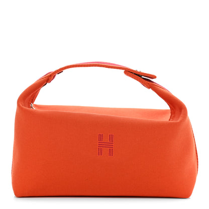 Hermes Canvas Large Bride-A-Brac Pouch Orange Feu Burgundy 1 of 8