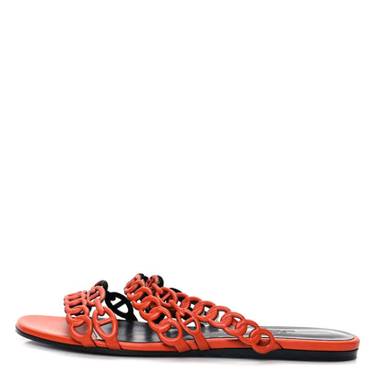 Hermes Nappa Nude Sandals 37.5 Orange Brulee 1 of 7