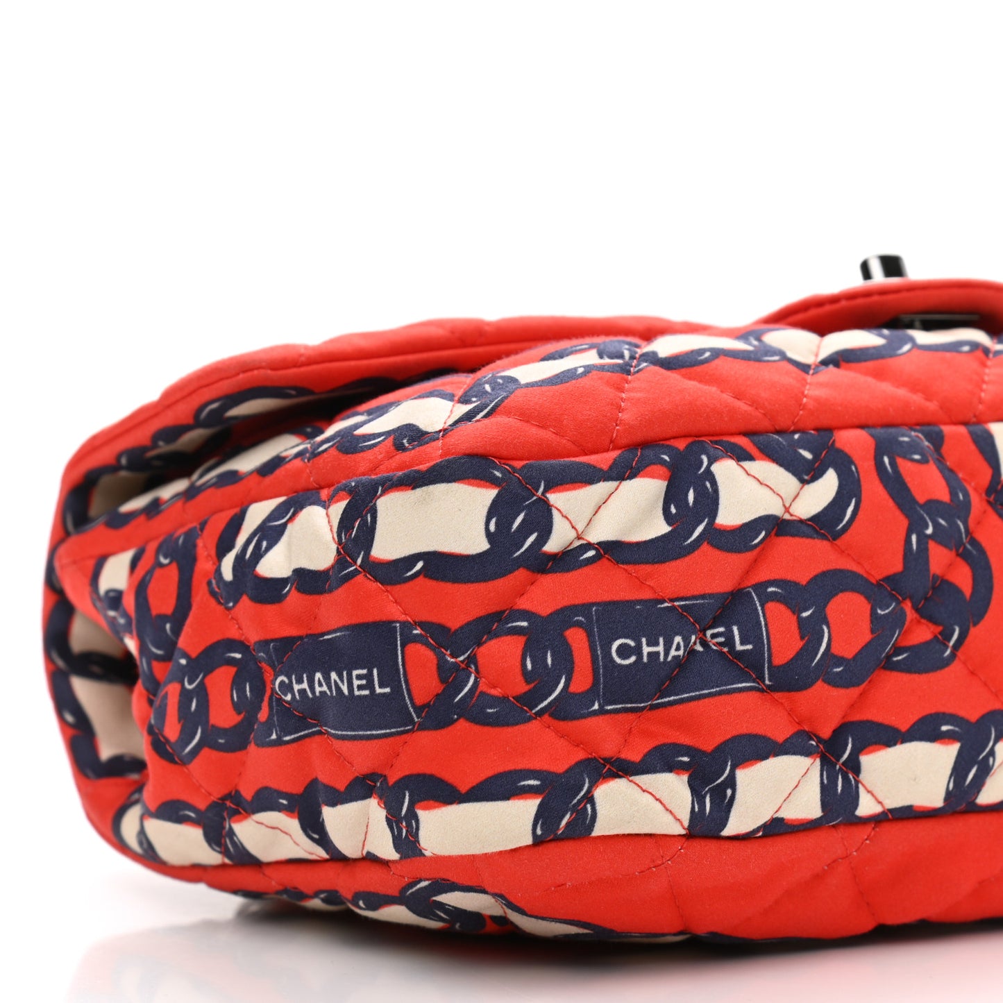 Silk Chain Printed Medium Single Flap Red