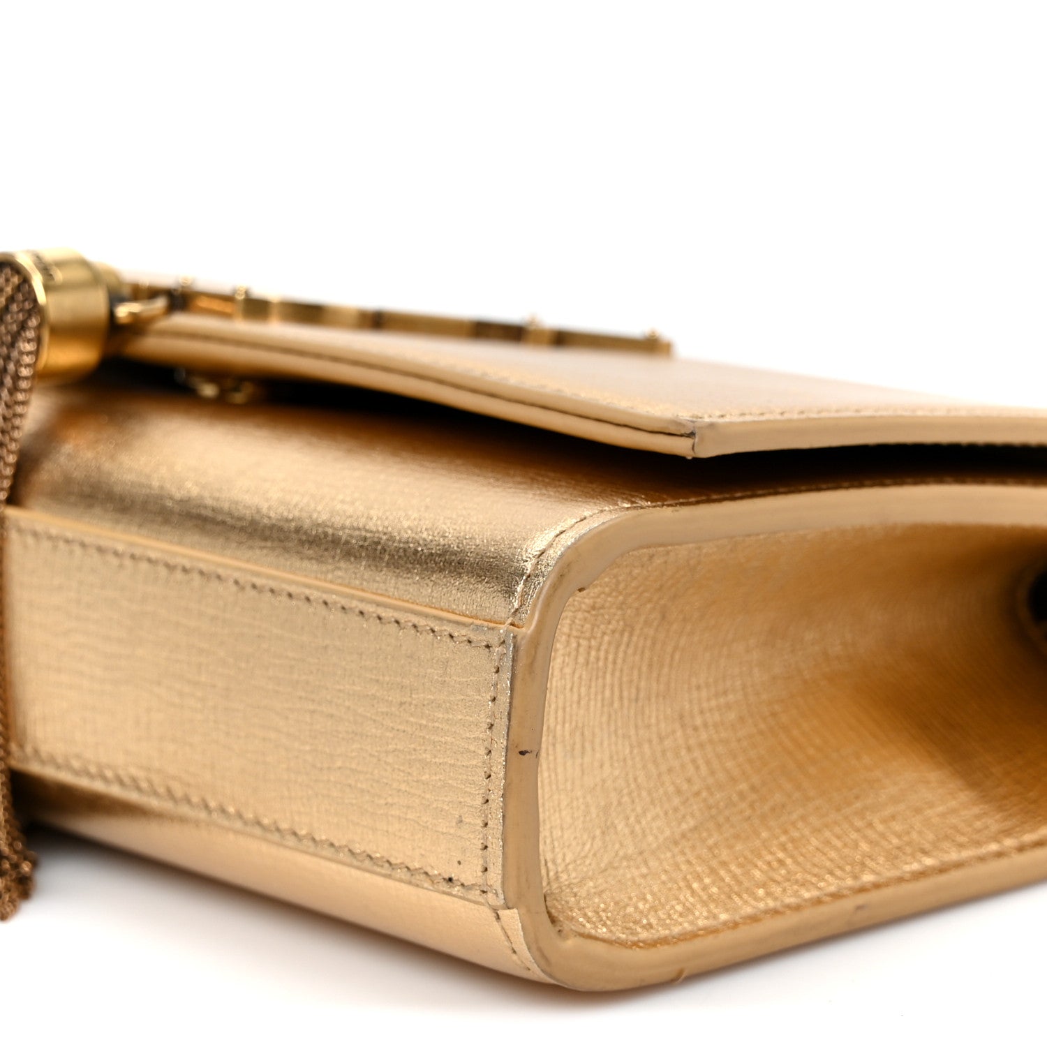 Saint Laurent Metallic Calfskin Small Classic Monogram Kate Tassel Satchel Gold 10 of 11