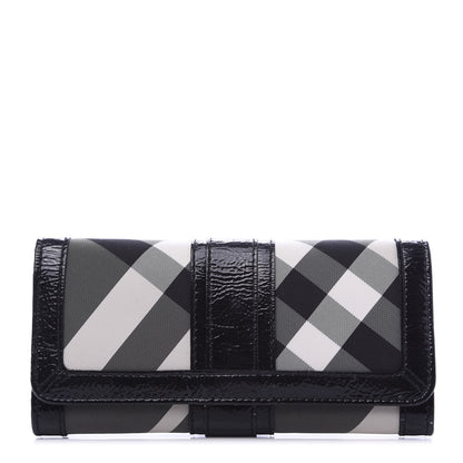 Burberry Patent Canvas Smoked Check Wallet Black 1 of 9