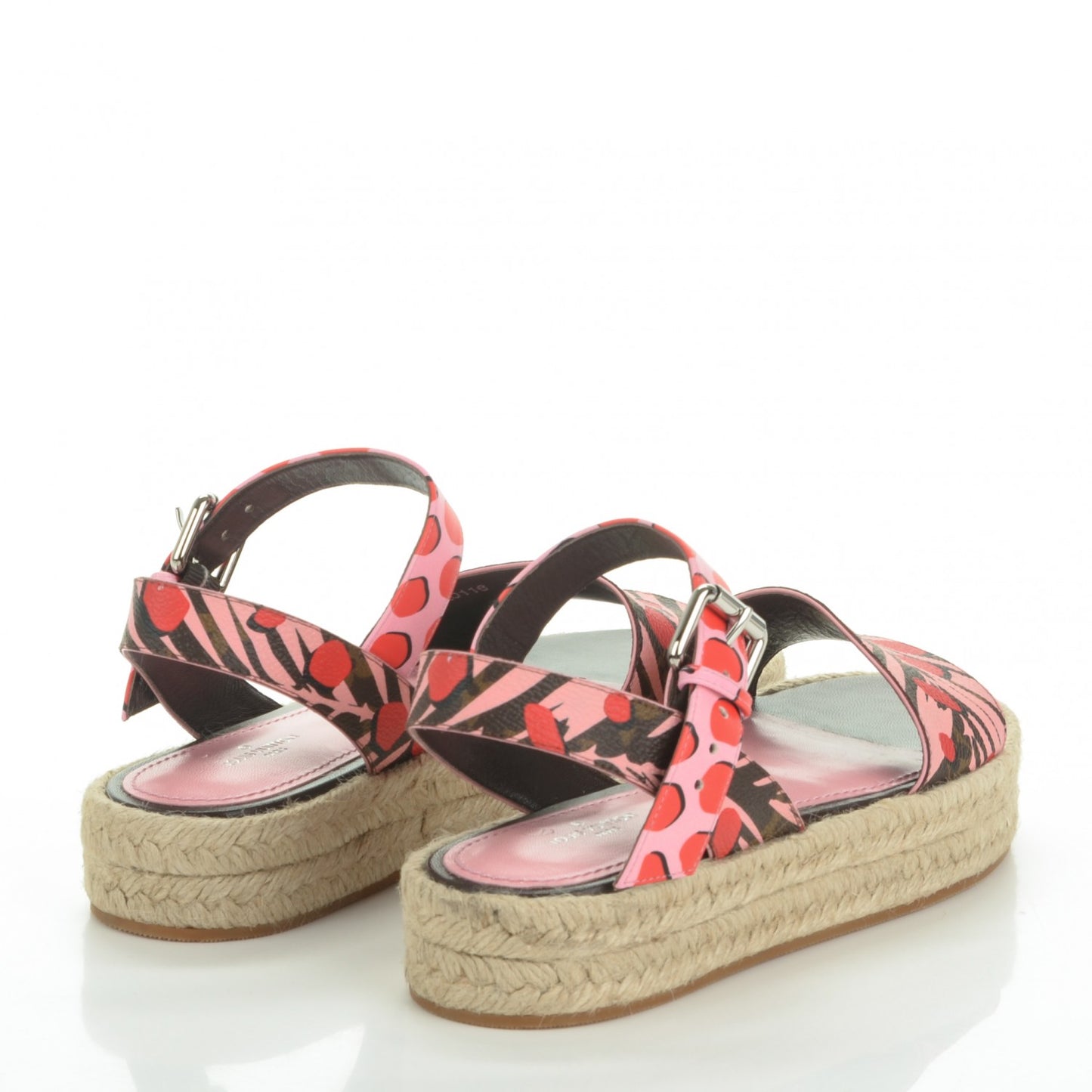 Monogram Jungle Dots Hibiscus Espadrille Sandals 37 Sugar Pink Poppy
