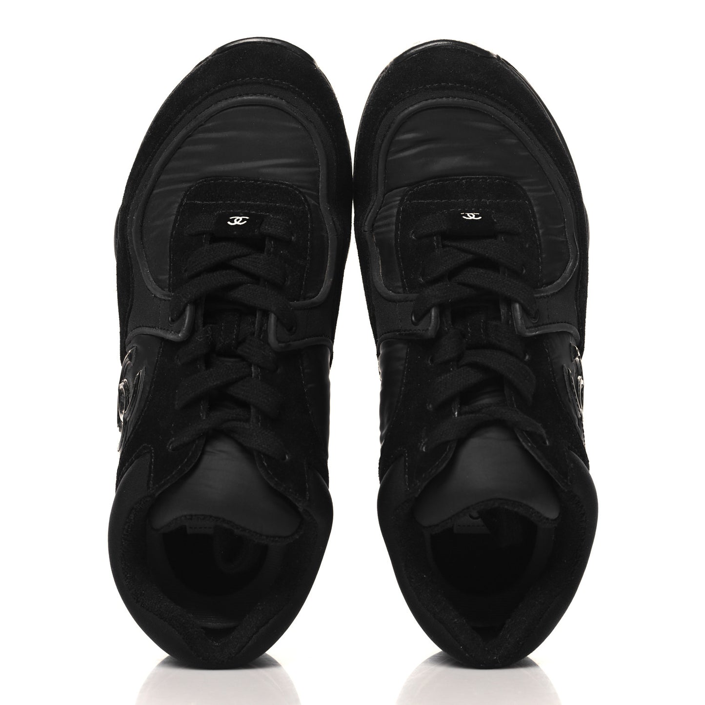 Fabric Calfskin Suede CC Sneakers 37 Black