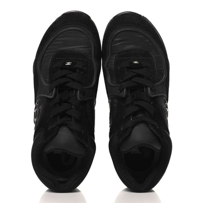 Chanel Fabric Calfskin Suede CC Sneakers 37 Black 2 of 9