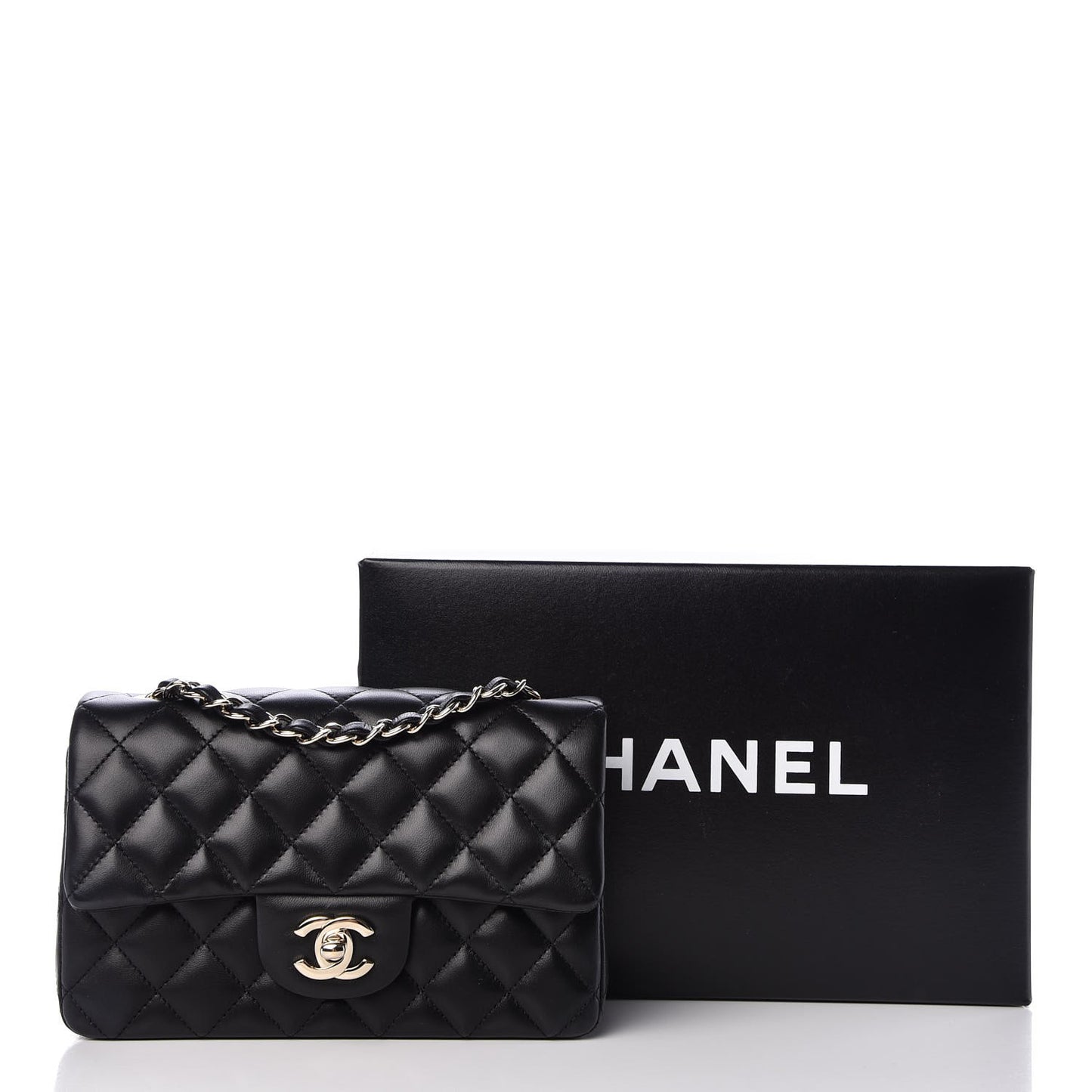 Lambskin Quilted Mini Rectangular Flap Black
