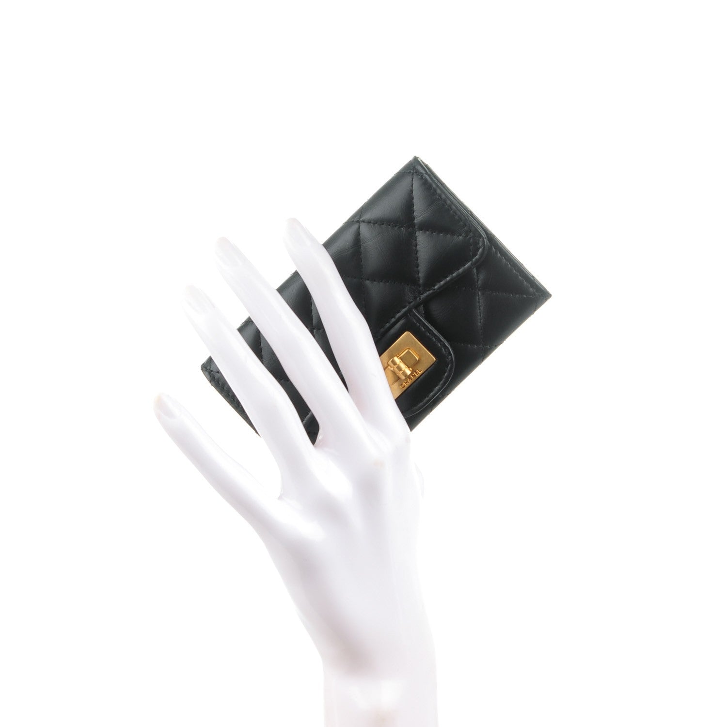 Chanel Aged Calfskin Quilted Reissue Flap Card Holder Black 2 of 8