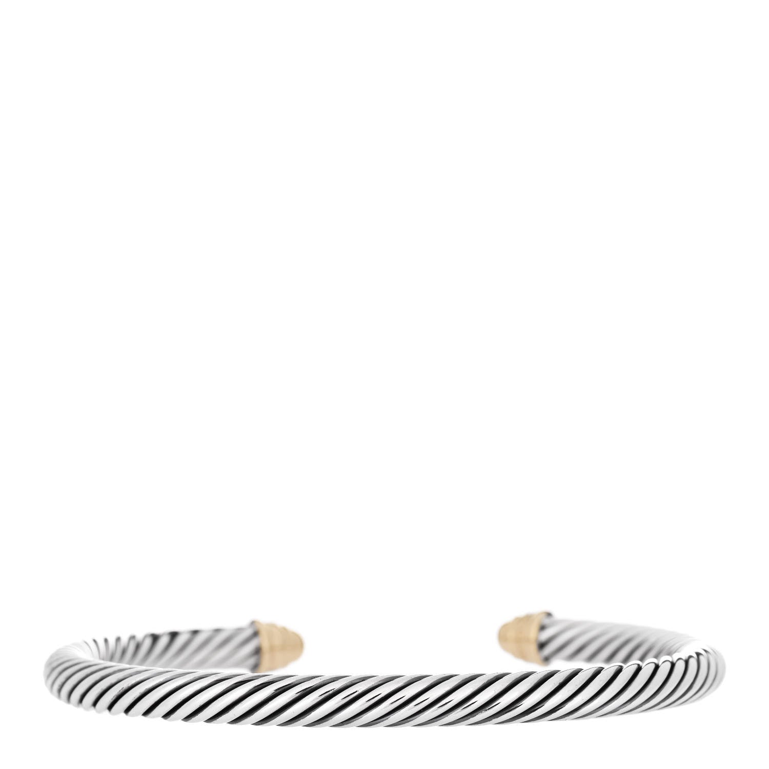 David Yurman Sterling Silver 18K Yellow Gold Diamond 5mm Cable Classics Bracelet 2 of 3