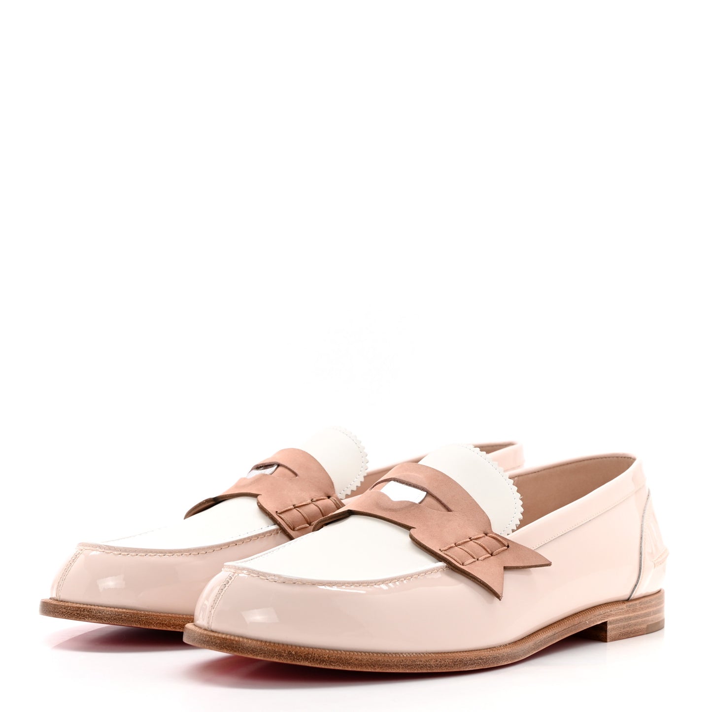 Patent Calfskin Nubuck Womens Penny Donna Flat Loafers 40 Leche