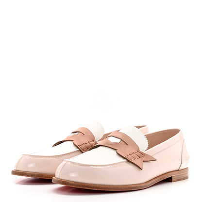 Christian Louboutin Patent Calfskin Nubuck Womens Penny Donna Flat Loafers 40 Leche 3 of 10