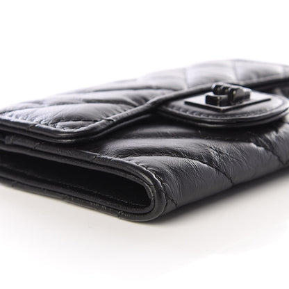 Chanel Aged Calfskin Chevron Quilted Reissue Card Holder Wallet So Black 7 of 10