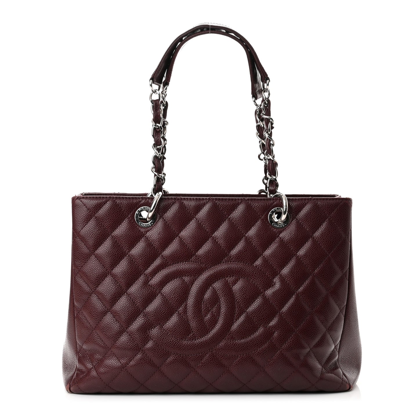 Caviar Quilted Grand Shopping Tote GST Burgundy