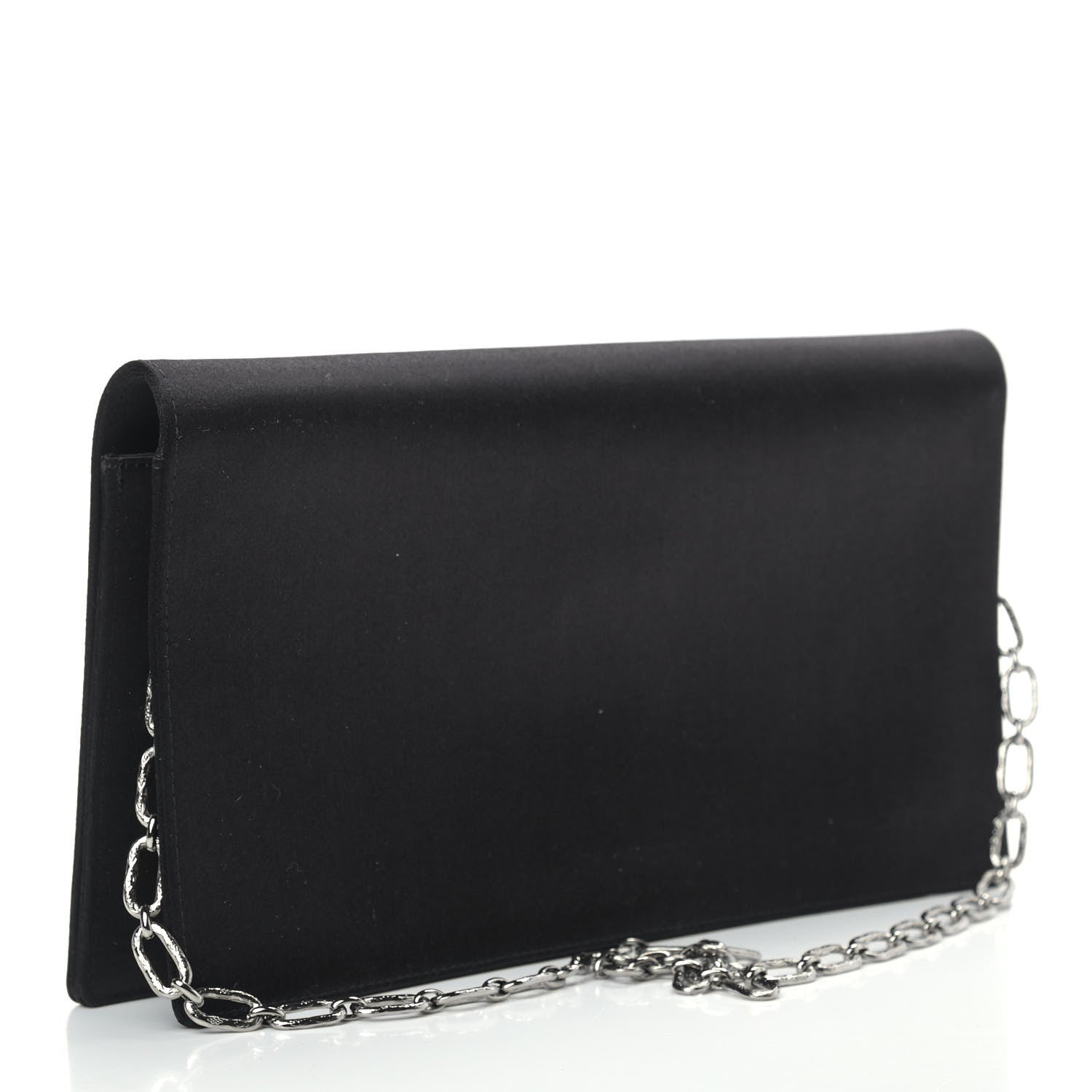 Chanel Satin Diamante Evening Clutch Bag Black 2 of 9