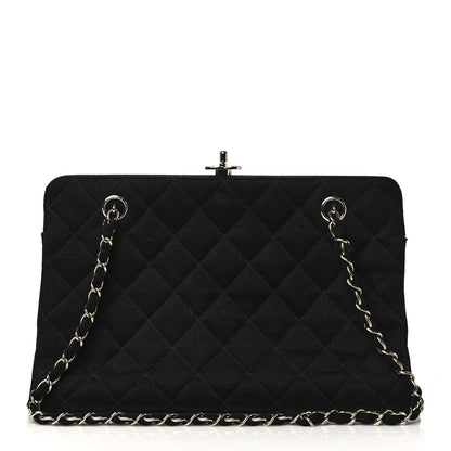 Chanel Jersey Quilted Kisslock Shoulder Bag Black 1 of 10