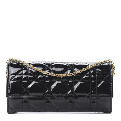 Christian Dior Patent Cannage Rendezvous Chain Wallet Black 1 of 10