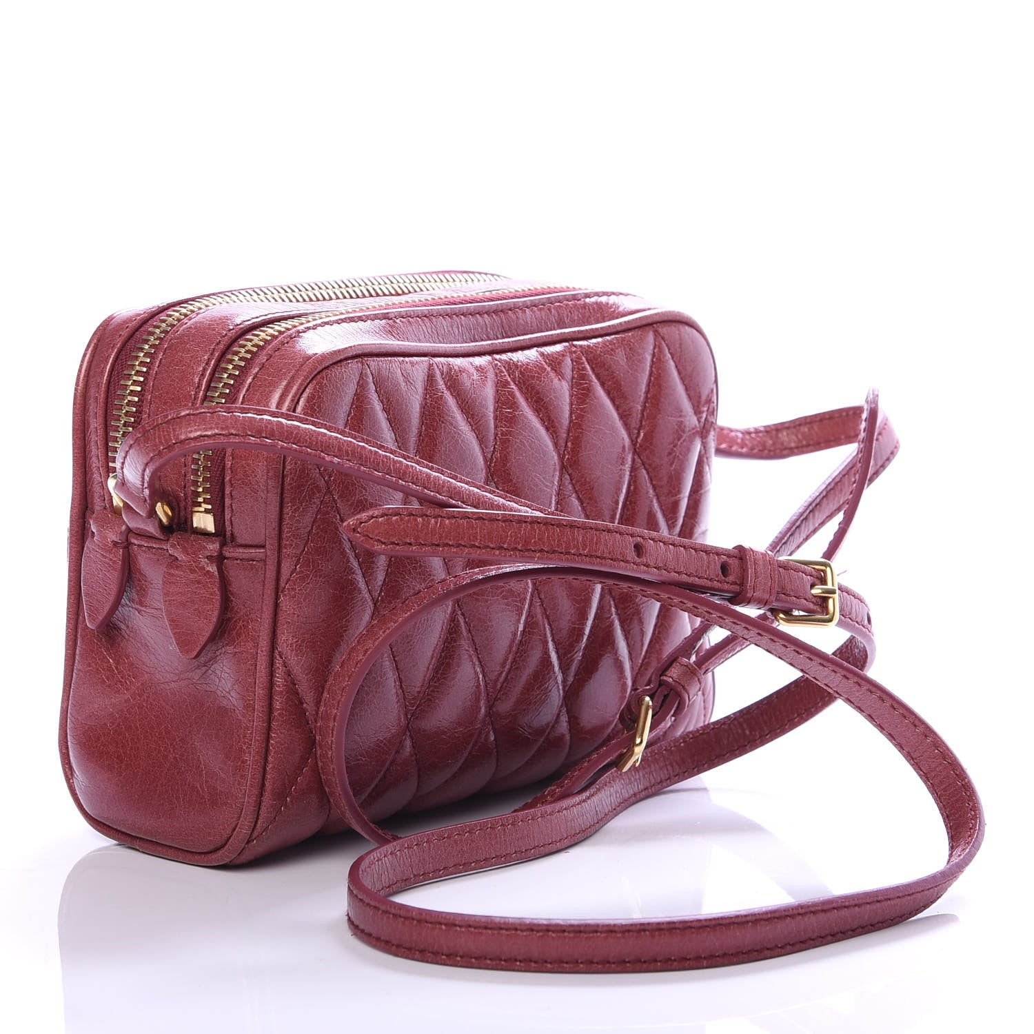 Miu Miu Vitello Shine Quilted Camera Bag Bruyere 3 of 9