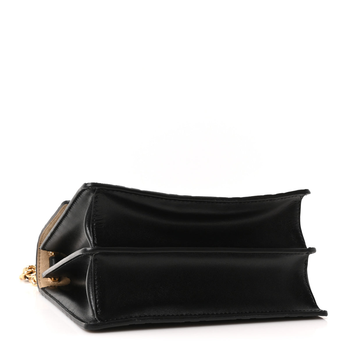 Fendi Vitello Liberty Bi-Color FF 1974 Embossed Small Kan U Shoulder Bag Maya Black 4 of 11